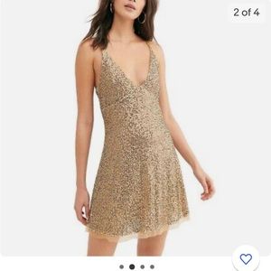 Free people gold rush sequin dress